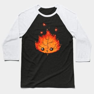 Fiery Autumn Leaf - Cute Autumn Leaf - Kawaii Autumn Leaf Baseball T-Shirt